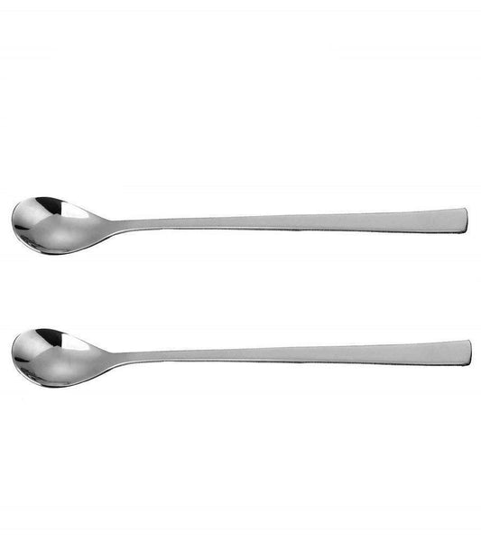 Rudra Exports Stainless Steel Spoon for Iced Tea Coffee Ice Cream Spoon for Tall Glasses, Cocktail Bar Stainless Steel Soda Spoon 2 Pcs Set