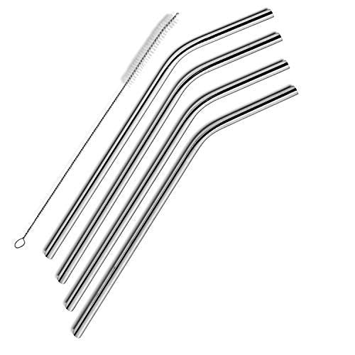 Rudra Exports Drinking Straws Bended Angled Stainless Steel Straws Shakes or Thick Drinks Reusable Straws BPA Free 8.5 inch Long and 8 mm Wide 4 Pcs Set