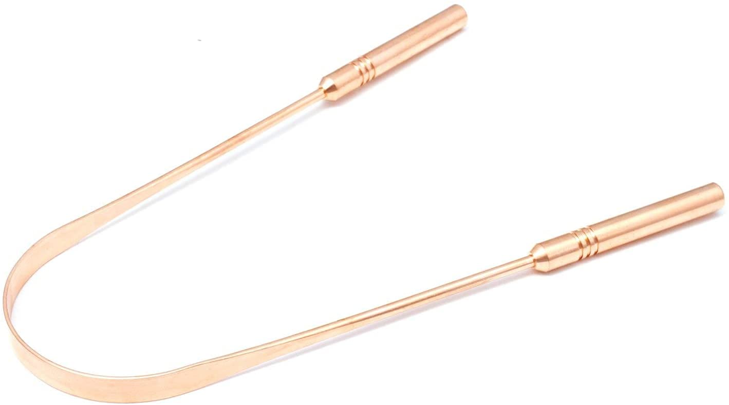 Rudra Exports Pure Copper Yoga Tongue Scraper, Tongue Cleaner for Bad Breath Plaque Removal Antibacterial Daily Oral Hygiene Tongue Cleaner: 3 Pcs