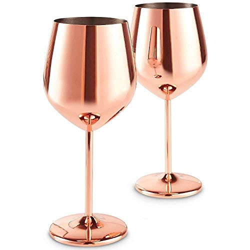 Rudra Exports Stainless Steel Stemmed Wine Glasses, Shatter Proof Unbreakable Wine Glass Goblets,Premium Gift for Men and Women - 350 ml Set of 2 Pcs