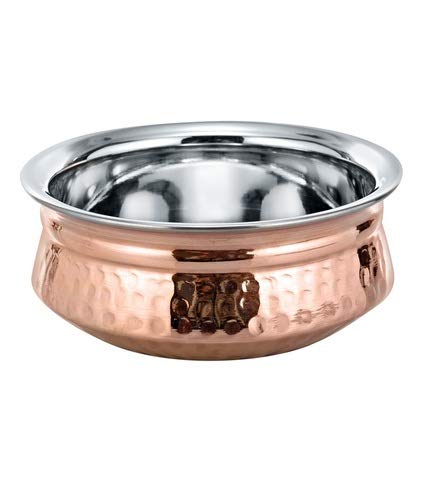 Rudra Exports Steel Copper Sauce Pot Handi Bowl (1000 ML)