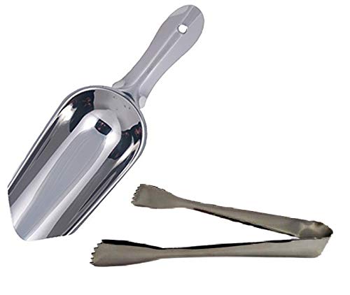 Rudra Exports Stainless Steel Ice Scoop and ice stong Combo (Silver)2 Piece Set