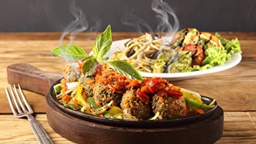 Rudra Exports 9 Inch Oval Sizzler Plate with Wooden Base and Handle - Brown