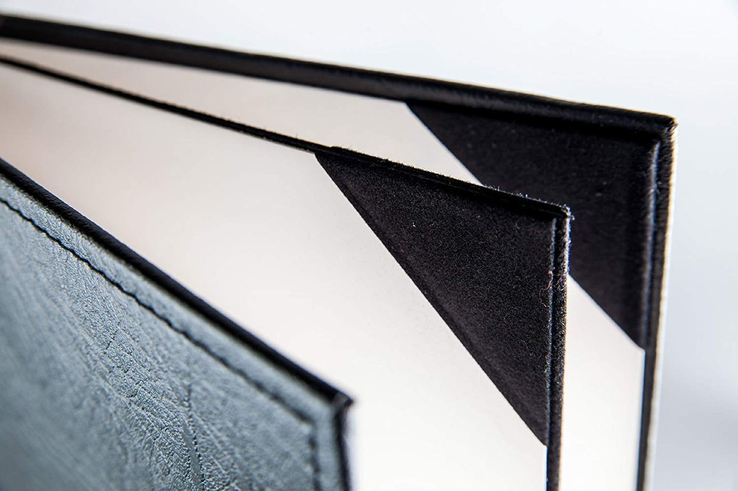 Rudra Exports Restaurant Leather Menu Covers Holders 9x12" Inches 3 panel 4 view folder, Menu Presenters for Restaurants with Photo Album-Style Corners: Black