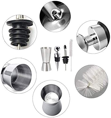Rudra Exports Peg Measures 30/60 ml Jigger Measure Cup with 2Pcs Bottle Stopper, 2Pcs Bottle Pourers & 1Pc Cleaning Brush