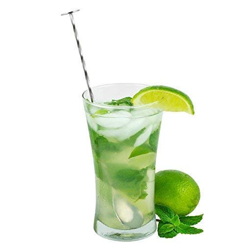 Rudra Exports Bar Spoon with Muddler top/Cocktail Mixing Spoon/Long Handle Stirring/Spiral Pattern, Bar Cocktail Shaker Spoon 28 cm: 2 Pcs