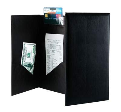Rudra Exports Bill Folder for Hotel and Restaurant,Check Presenter, Bill Folder with Credit Card Slot Receipt Pocket for Hotel and Restaurant - Black Leather