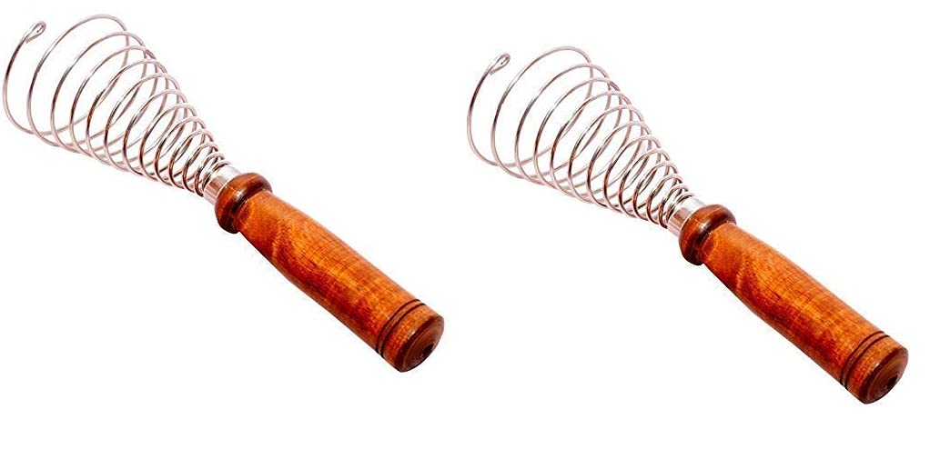 Stainless Steel Egg Beater, Wire Spiral Whisk with Wooden Handle