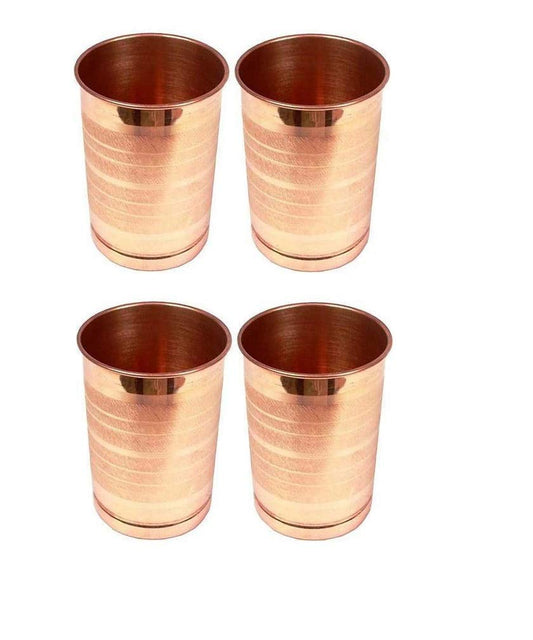 Rudra Exports Copper Glass Tumbler Lacquer Coated Plain Design 300 ML Pack of 4