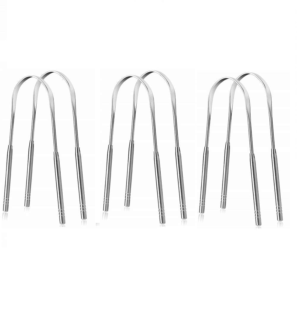 Rudra ExportsTongue Cleaner, Medical Grade Stainless Steel, Stainless Steel Tongue Cleaner for Both Adult and Kids : 6 Pcs Set