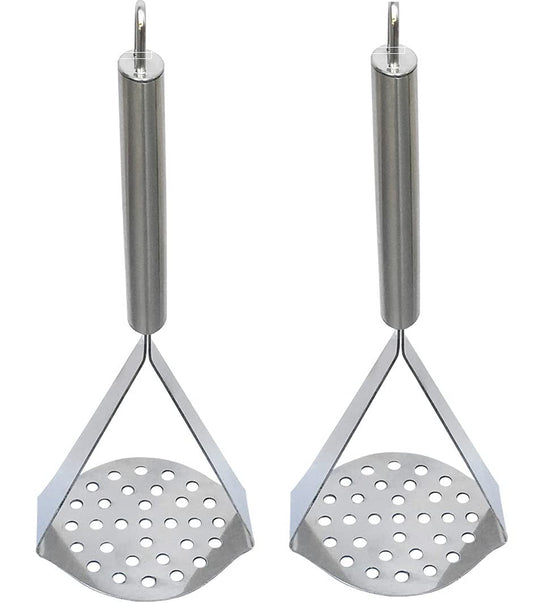 Rudra Exports Stainless Steel Potato, Vegetable, Pav Bhaji, Masher Silver Pack of 2