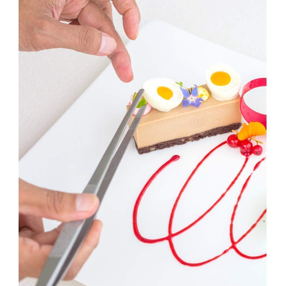 Rudra Exports 6.3 Inch Stainless Steel Tongs Tweezers Set with Precision Serrated Tips for Chef Cooking,Heavy Duty Tweezer Tongs for Cooking Crafting Repairing: 2 Pcs Set