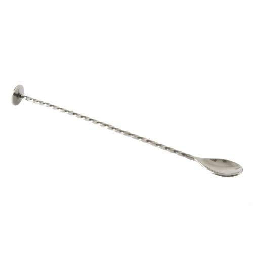 Rudra Exports Bar Spoon with Muddler top/Cocktail Mixing Spoon/Long Handle Stirring/Spiral Pattern, Bar Cocktail Shaker Spoon 28 cm: 2 Pcs