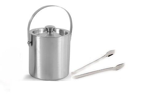Rudra Exports Stainless Steel Ice Bucket with Ice Tong | Bar Accessories (1.5 LTR)
