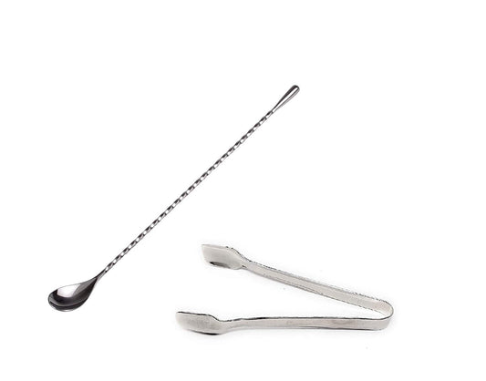 Rudra Exports 100% Stainless Steel Silver Bar Set | Bar Tools | Bar Accessories Set of 2 Pieces | Cocktail Shaker Spoon 30 cm : 2 Pcs Set