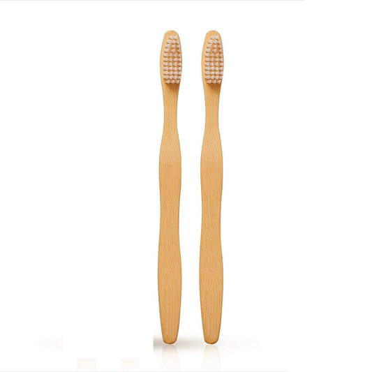 Rudra Exports Adult Bamboo Toothbrushes Soft Bristle White (Pack of 2)