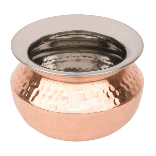 Rudra Exports Steel Copper Punjabi Serving Handi Bowl Serve Ware 600 ml