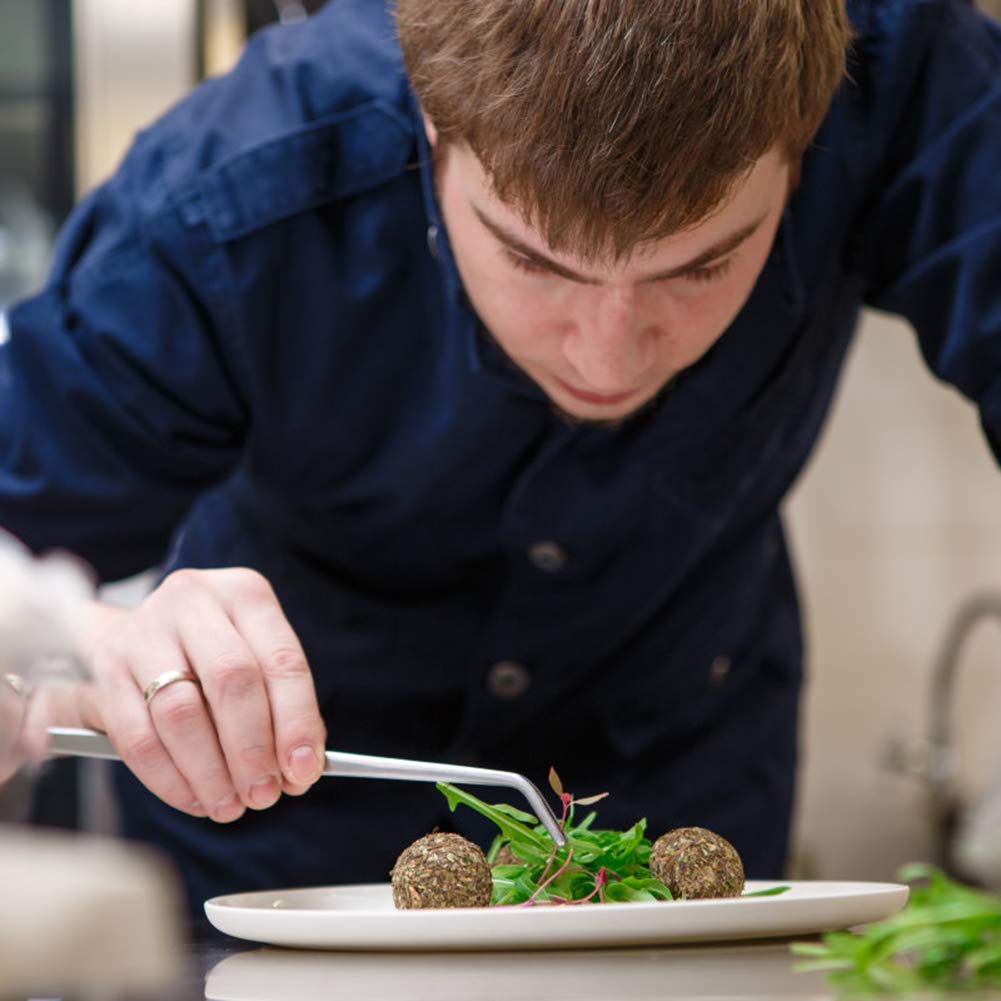 Rudra Exports 6.3 Inch Stainless Steel Tongs Tweezers Set with Precision Serrated Tips for Chef Cooking,Heavy Duty Tweezer Tongs for Cooking Crafting Repairing: 2 Pcs Set