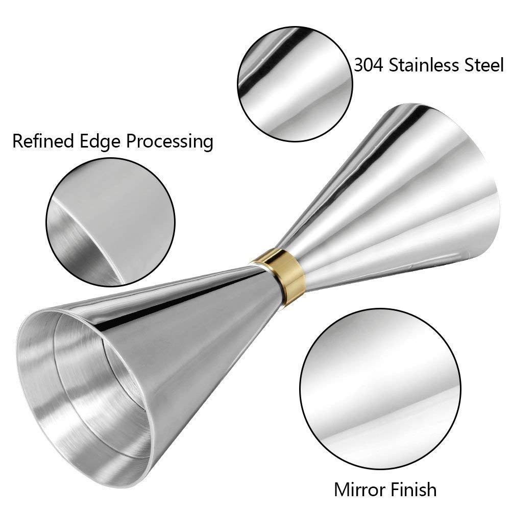 Rudra Exports Stainless Steel Japanese Measuring Cup Gold Ring Cup bar 30 & 60 ml