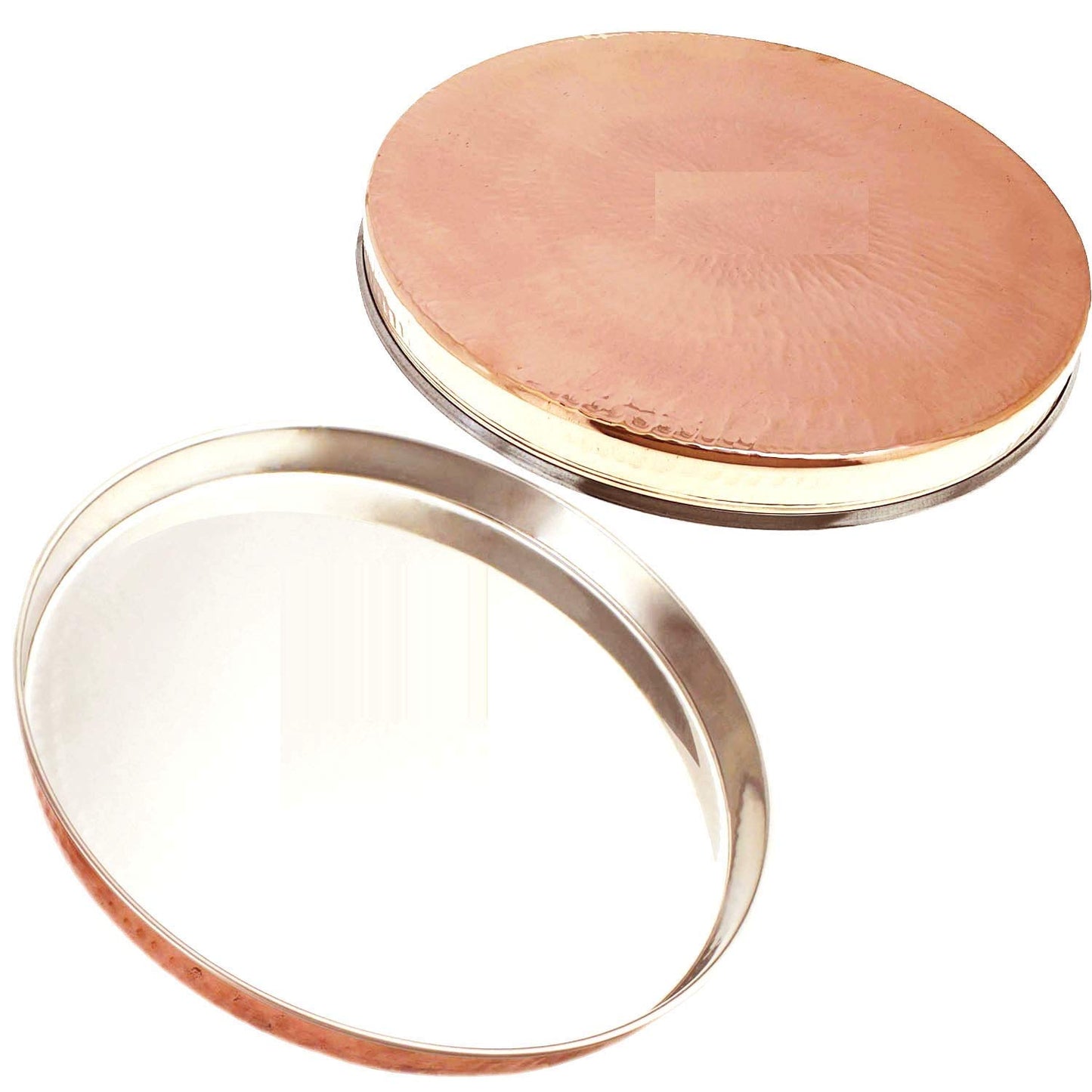 Rudra Exports Steel Copper Hammered Dinner Set, Thali Set 6 Pieces, Dinnerware, Diameter 13" Inch (Brown)