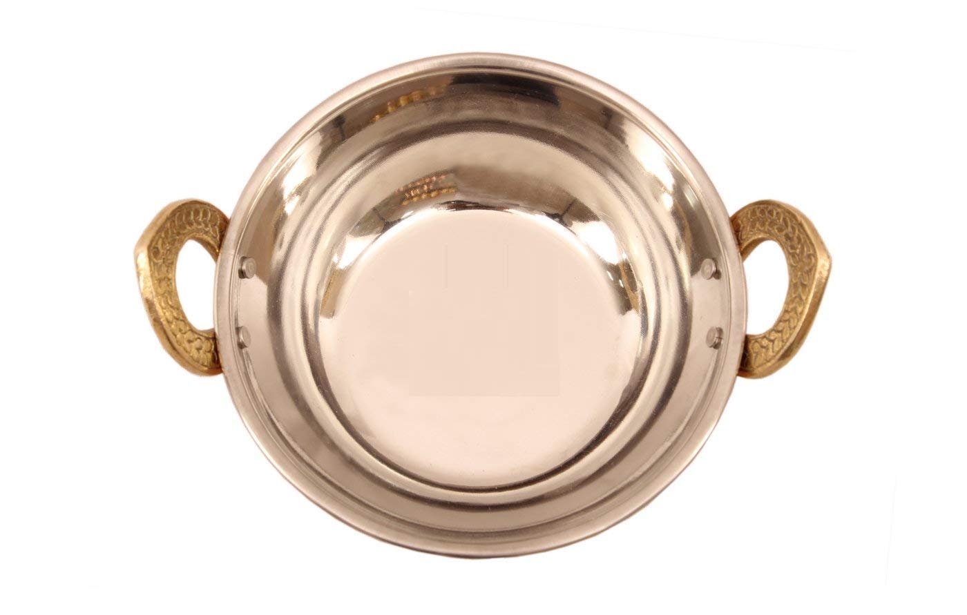 Rudra Exports Steel Copper Kadai Kadhai Wok Bowl Serving Indian Dishes Tableware (470 ml)
