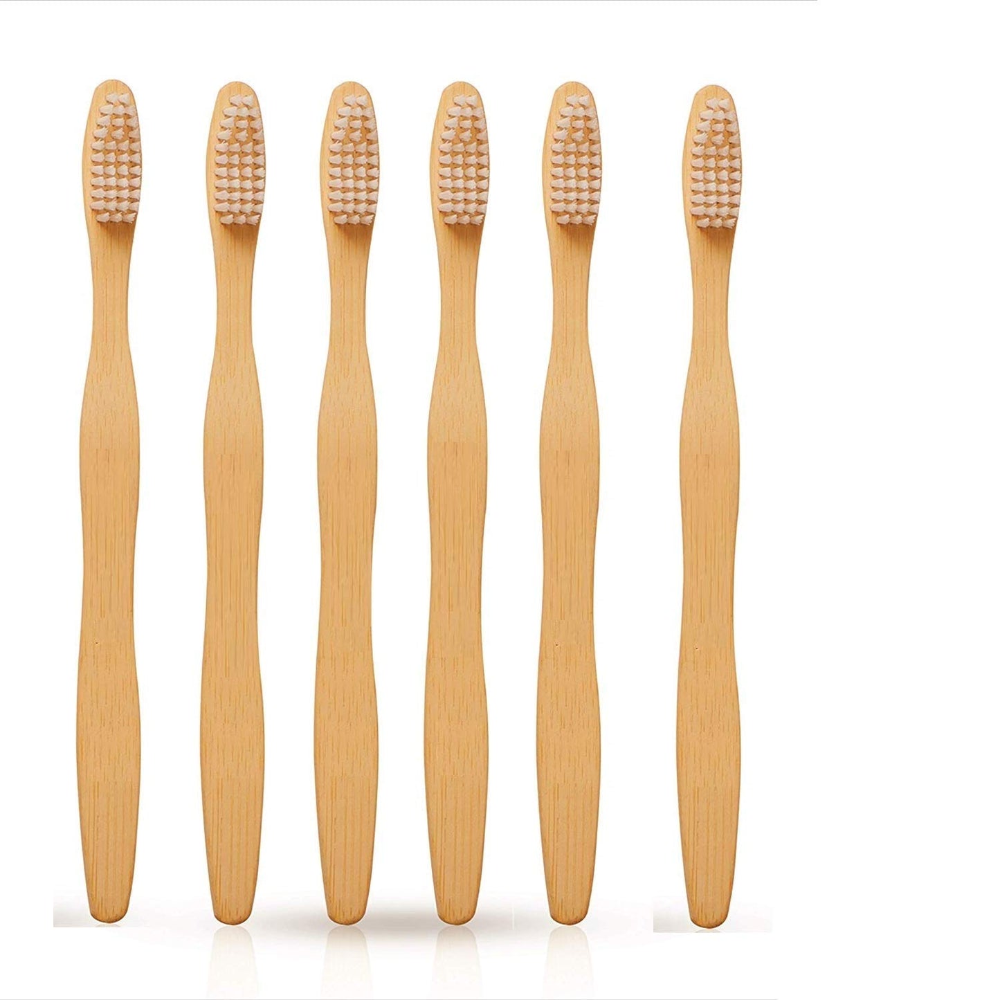 Rudra Exports Adult Bamboo Toothbrushes Soft Bristle White (Pack of 6)