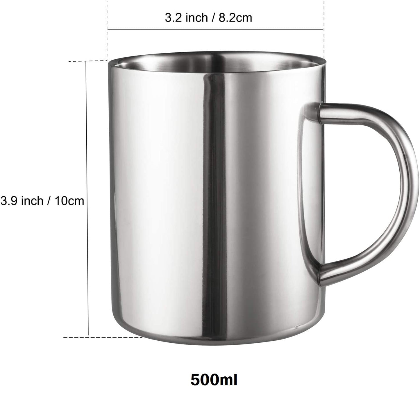 Rudra Exports Stainless Steel Double Wall Coffee Mug 500 ml Coffee Mug Tea Cups, Camping Mugs Sets (Pack of 1)