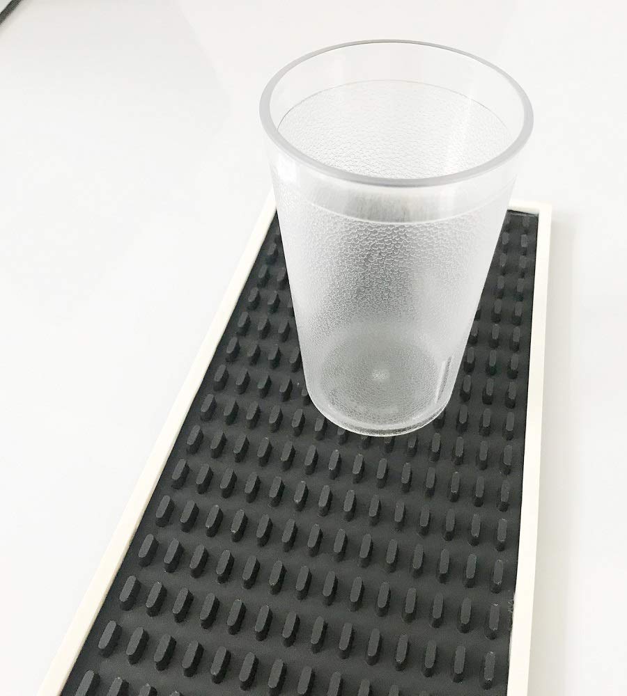 Rudra Exports Non-Slip Drink Cocktail Mixing Service PVC Rubber Drip Spill Bar mat & Runners | Professional Bartender's Essential for Industrial and Home Kitchen Counters |Plain Black Mat Size:21*5 inch(1 Pc)
