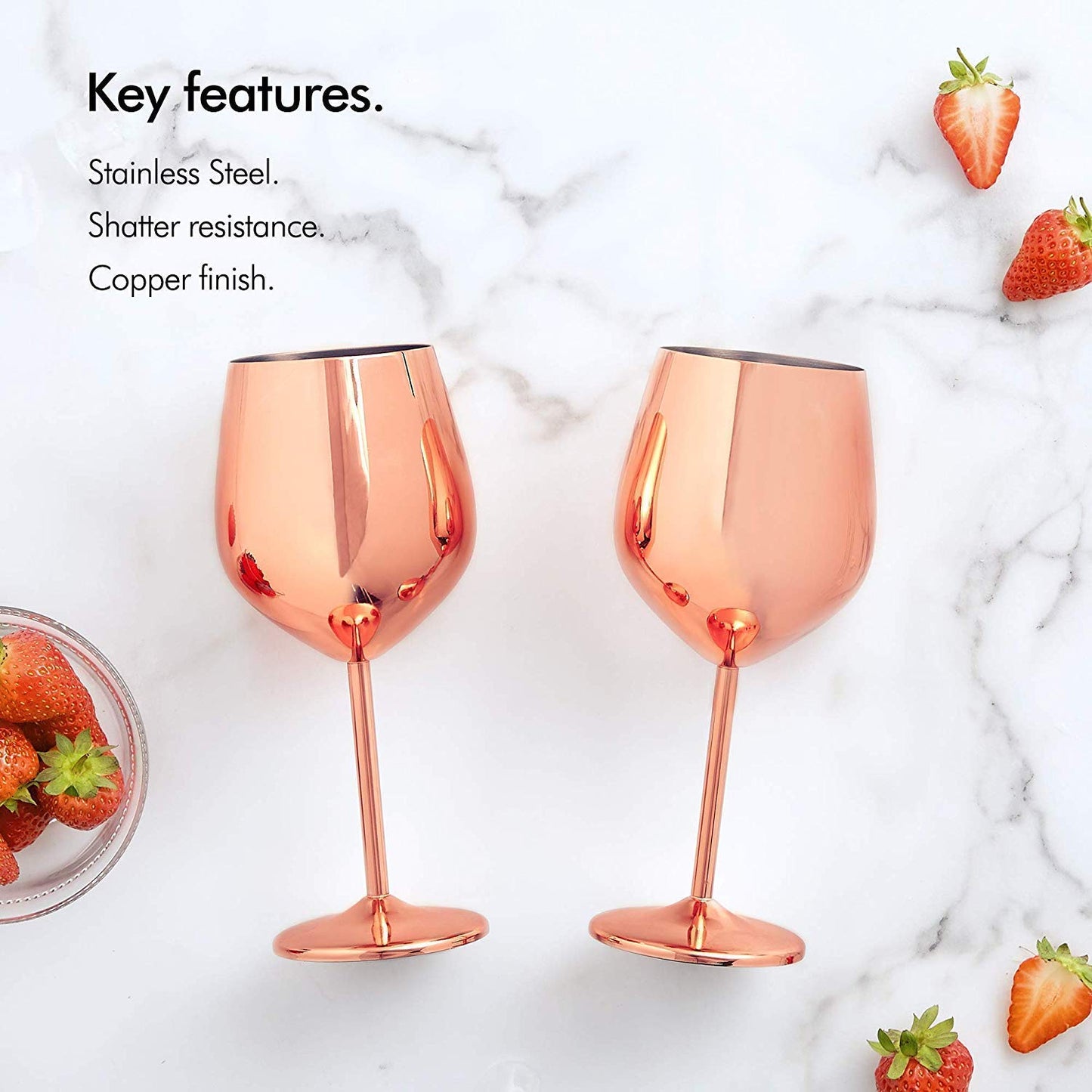 Rudra Exports Stainless Steel Stemmed Wine Glasses, Shatter Proof Unbreakable Wine Glass Goblets,Premium Gift for Men and Women - 350 ml Set of 2 Pcs