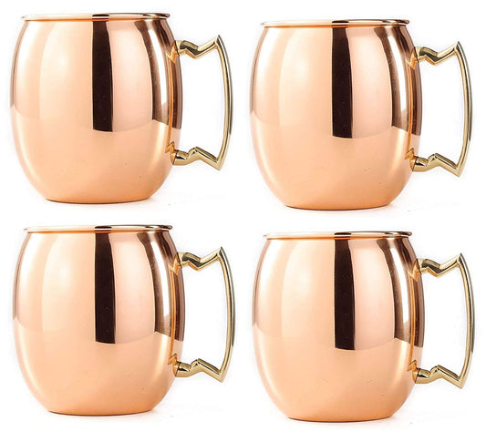 Rudra Exports Copper Moscow Mule Beer Mug Cup Copper Mule Mug Best for Parties Barware 450 ml Pack of 4