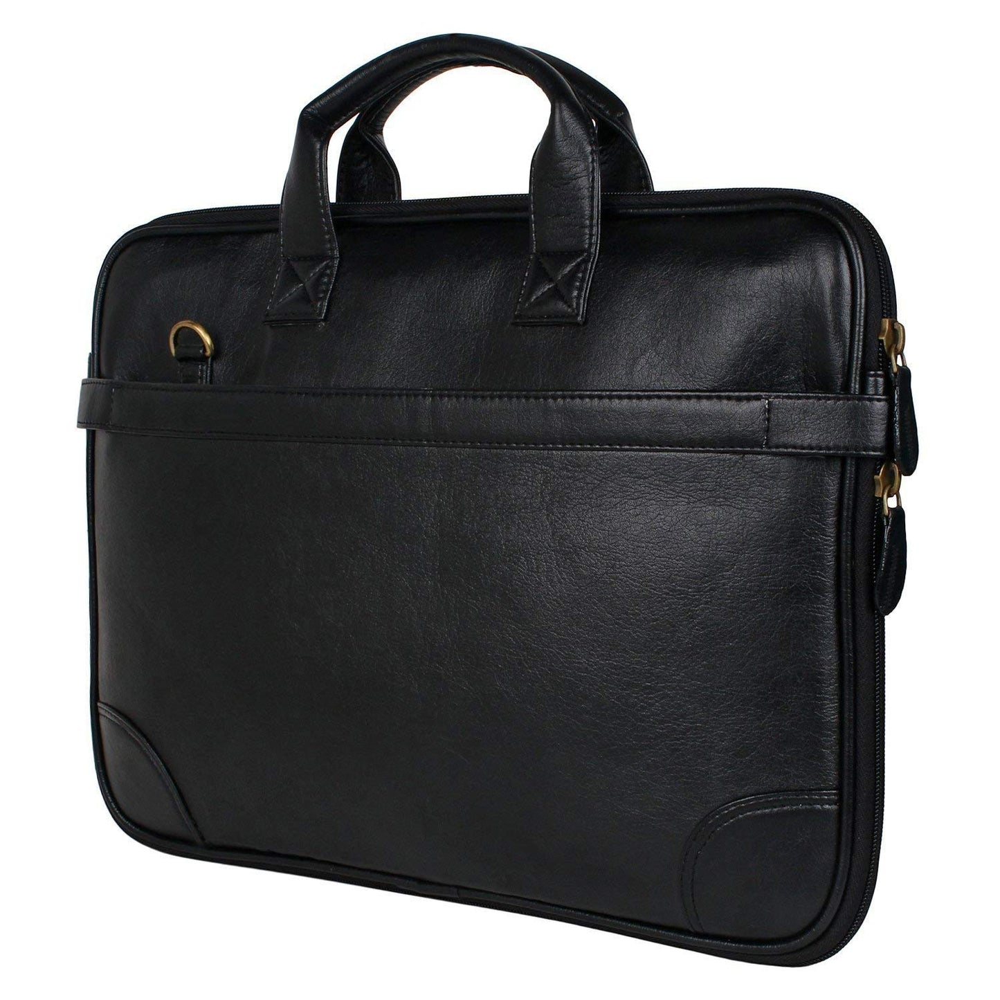 Rudra Exports Laptop Formal Office Black Messenger Briefcase Bag with Adjustable Shoulder Cross Body Sling Strap for Men & Women (Black)