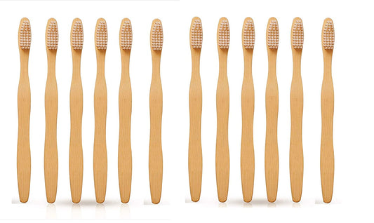 Rudra Exports Adult Bamboo Toothbrushes Soft Bristle White (Pack of 12)