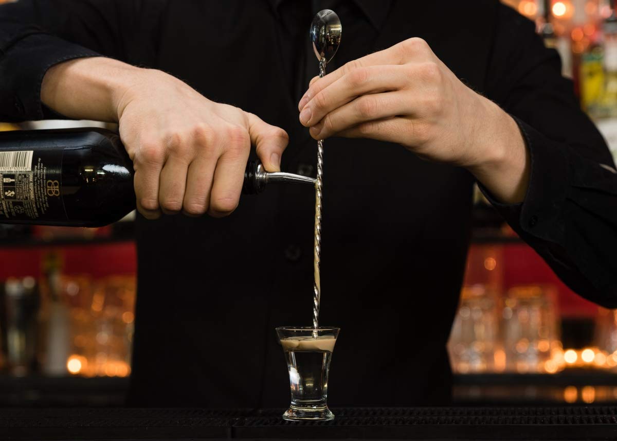 Rudra Exports Teardrop Bar Spoon, Extra Long Bar Stirrer 40 cm, Cocktail Spoon Mixing Spoon Stainless Steel Professional Cocktail Bar Tool Japanese Style Teardrop End Design - Set of 6 Pc.