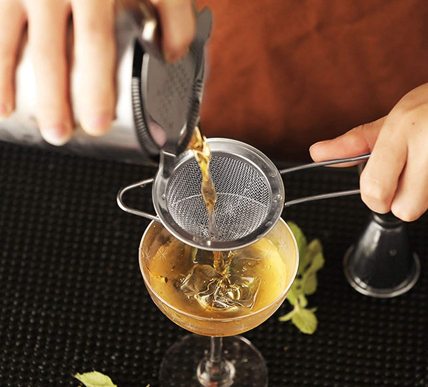 Rudra Exports Cocktail Fine Mesh Strainer Stainless Steel Professional Bar Tool Conical Food Strainers, Tea Strainer, Juice Strainer: 4 Pcs Set