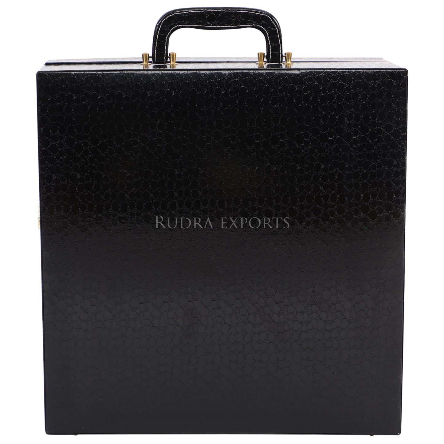 Rudra Exports Premium Bar Set ,Portable Leatherette Bar Set, Travel Bar Set for car | 6 Whiskey Glasses (Black)