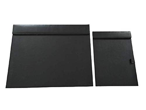 Rudra Exports Ultra Soft Premium Leather Clipboard Document Holder Rectangle A3 Desk Writing Pad & Drawing Board with Pen Holder A4 /18x14" : Black