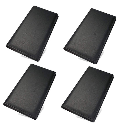 Rudra Exports Restaurant Bill Folder, Guest Check Presenter, Bill Folder for Hotel with Credit Card and Receipt Pocket Black Leather Colour : Set of 4 Pieces