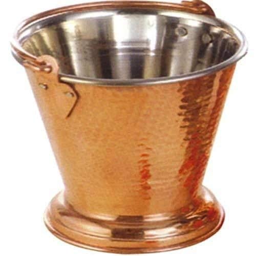 Rudra Exports Steel Copper Bucket Balti with 1 Steel Serving Spoon Indian Dishes Home Restaurant Hotel (400 ml)