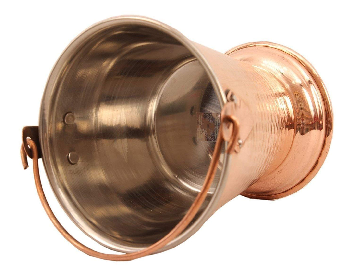 Rudra Exports Steel Copper Bucket Balti with 1 Serving Spoon Indian Dishes Home Restaurant Hotel (850 ml)