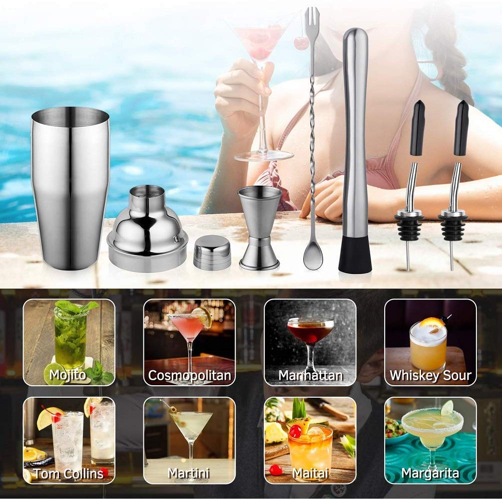 Rudra Exports Cocktail Shaker Bar Set, Professional Bar Tools: 8 Pcs Set