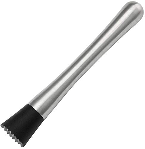 Rudra Exports Long Stainless Steel Cocktail Muddler 8", Bar Muddler, Bar Tool Stainless Steel Mojito Muddler Grooved Head (Set of 2)