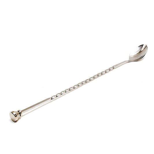 Rudra Exports Premium Bar Stirrer Spoon Twisted with Muddler top Long Spoon Cocktail Mixing Spoon Long Handle Stirring Spoon Stainless Steel Cocktail Spoon Bar Cocktail Shaker Spoon 11" Length : 1 Pc.