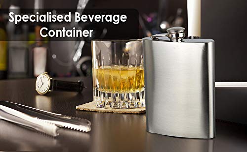 Rudra Exports Stainless Steel Hip Flasks, Liquor or Wine Whiskey Alcohol Drinks Holder Pocket Bottle with Funnel and Two Shots Glasses - 210 ML