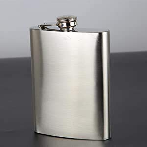 Rudra Exports Stainless Steel Hip Flasks, Liquor or Wine Whiskey Alcohol Drinks Holder Pocket Bottle with Funnel and Two Shots Glasses  - 210 ML