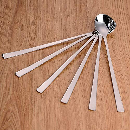 Rudra Exports Extra Long Spoon for Iced Tea, Coffee Ice Cream Spoon for Tall Glasses, Cocktail Bar Stainless Steel Spoon  Milkshake Spoon: 12 Pcs Set