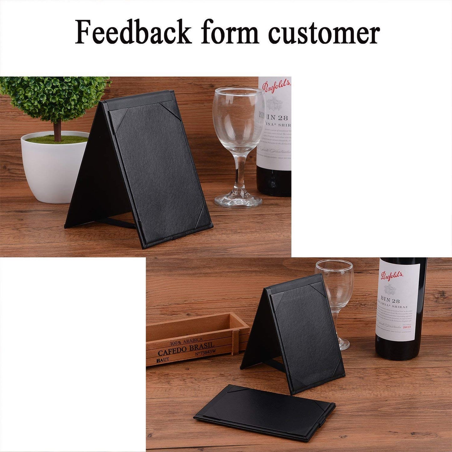 Rudra Exports Leather Menu Sign Display Stand for cafes Bars or Restaurant Presenter, Menu Holder Menu Covers for Specials or Drinks Black