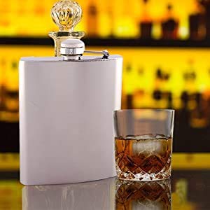 Rudra Exports Stainless Steel Hip Flasks, Liquor or Wine Whiskey Alcohol Drinks Holder Pocket Bottle with Funnel and Two Shots Glasses - 210 ML