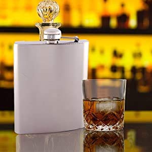 Rudra Exports Stainless Steel Hip Flasks, Liquor or Wine Whiskey Alcohol Drinks Holder Pocket Bottle with Funnel and Two Shots Glasses  - 210 ML