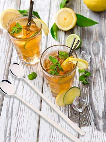 Rudra Exports Extra Long Spoon for Iced Tea, Coffee Ice Cream Spoon for Tall Glasses, Cocktail Bar Stainless Steel Spoon  Milkshake Spoon: 12 Pcs Set