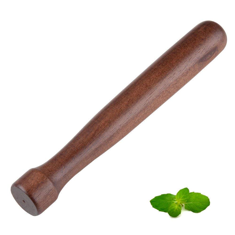 Rudra Exports Sheesham Wooden Muddler Bar Tool, 10 - Inch Hardwood Mojito Muddler with Flat Head, Commercial Grade Cocktail Drink Muddlers: 1 Pc
